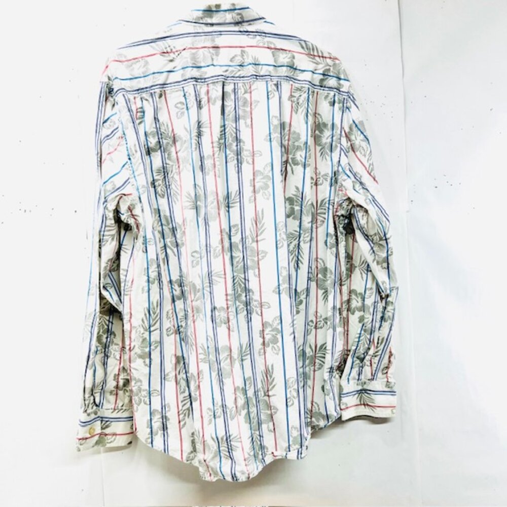 Men Tommy Bahama Casual Shirt Long Sleeve Button Down white blue stripe (77) - Picture 5 of 5